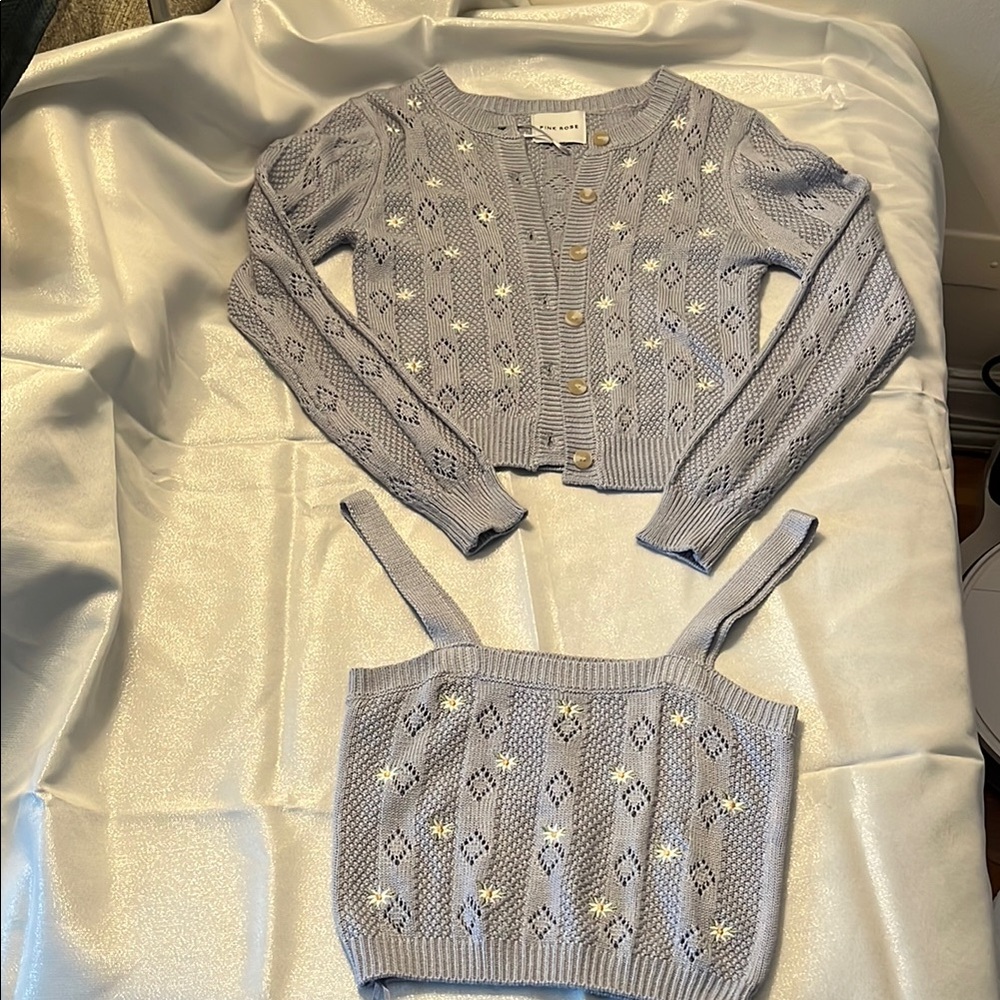 Lilac Knit Cardigan and Tank Set